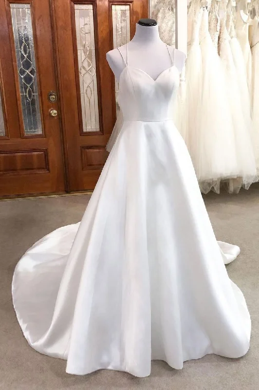 Special Shopping Event Simple white v neck satin long wedding dress white bridal dress,DS2101 Special Shopping Event Simple white v neck satin long wedding dress white bridal dress,DS2101