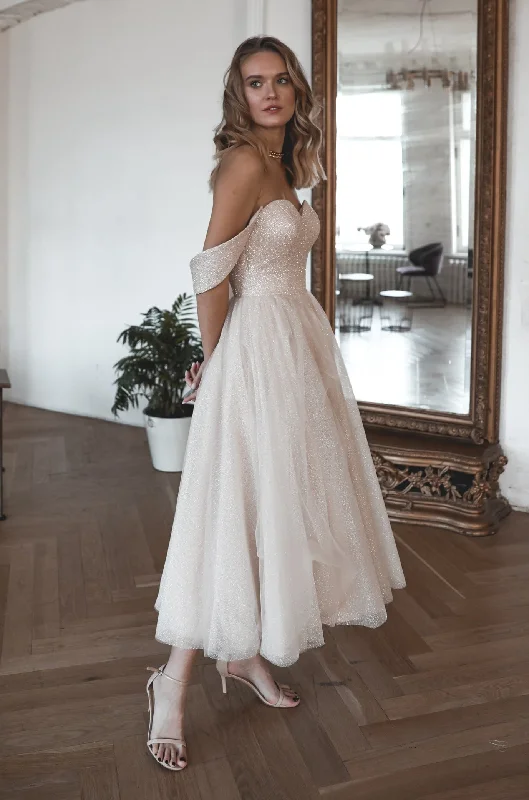 Weekend Special Discounts Blush Sparkly Midi Evening Dress Soul