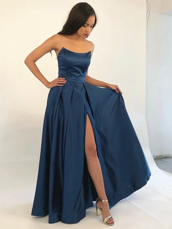 Grab Your Deal Strapless Navy Blue/Burgundy Prom Dress with Leg Slit, Navy Blue/ Wine Red Formal Evening Bridesmaid Dresses Grab Your Deal Strapless Navy Blue/Burgundy Prom Dress with Leg Slit, Navy Blue/ Wine Red Formal Evening Bridesmaid Dresses