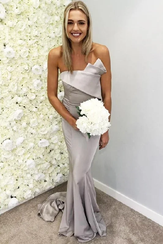 Exclusive Deals Strapless Silver Mermaid Elegant Long Sleeveless Prom Dresses,Bridesmaid Dresses,DS4036 Exclusive Deals Strapless Silver Mermaid Elegant Long Sleeveless Prom Dresses,Bridesmaid Dresses,DS4036