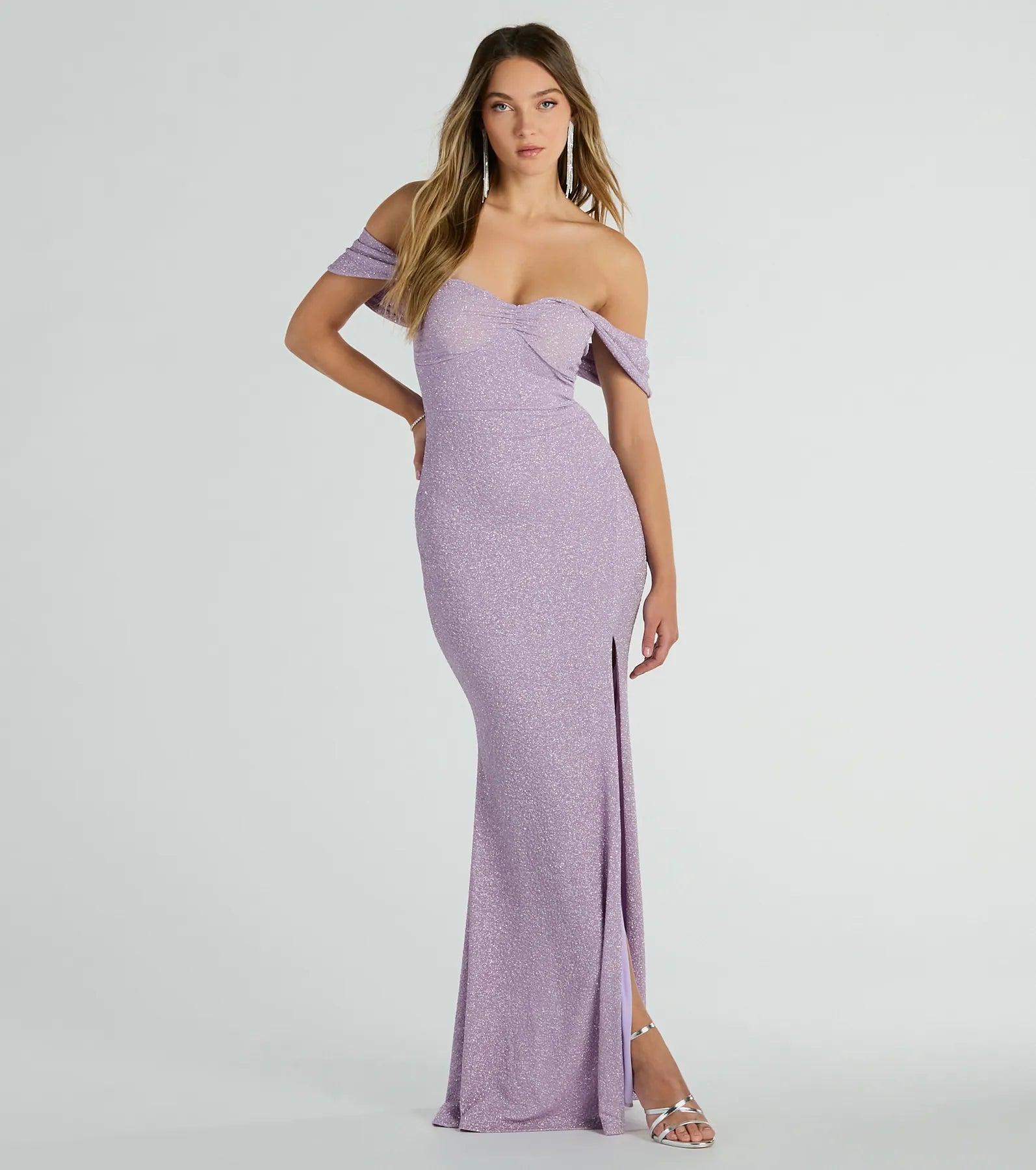 Weekend Price Drops Tamara Off-The-Shoulder Mermaid Glitter Formal Dress