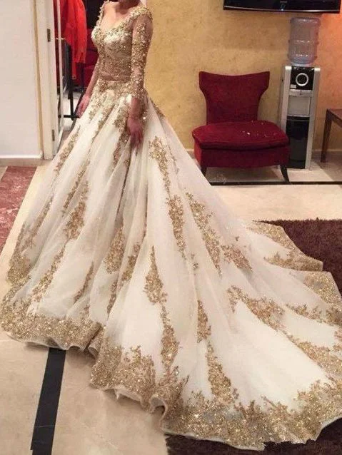 Exclusive Savings Two Piece Wedding Dresses Ball Gown V-neck Long Sleeve Sexy Bridal Gown JKW143 Exclusive Savings Two Piece Wedding Dresses Ball Gown V-neck Long Sleeve Sexy Bridal Gown JKW143