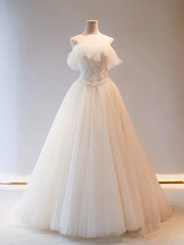 Weekend Only Steals Unique Light Champagne Tulle Long Prom Dress, Tulle Formal Wedding Party Dress Weekend Only Steals Unique Light Champagne Tulle Long Prom Dress, Tulle Formal Wedding Party Dress