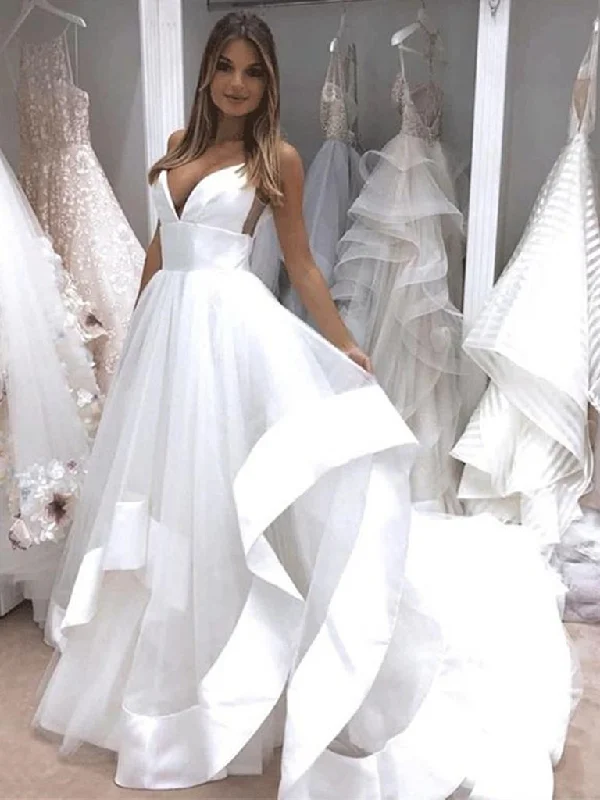 Weekend Discount Blast V Neck Backless White Wedding Dresses, White Backless Prom Dresses, Evening Dresses,DS1784 Weekend Discount Blast V Neck Backless White Wedding Dresses, White Backless Prom Dresses, Evening Dresses,DS1784