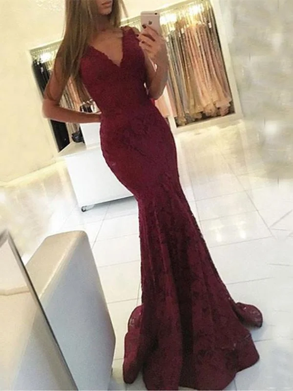 Exclusive Flash Sale Sexy V Neck Mermaid Maroon Lace Prom Dress, Lace Formal Dress, Lace Mermaid Bridesmaid Dress Exclusive Flash Sale Sexy V Neck Mermaid Maroon Lace Prom Dress, Lace Formal Dress, Lace Mermaid Bridesmaid Dress