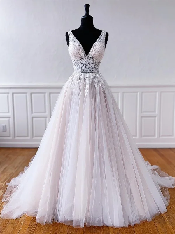 Weekend Special Offers V Neck Champagne Lace Wedding Dresses, V Neck Champagne Lace Formal Prom Dresses,DS1432 Weekend Special Offers V Neck Champagne Lace Wedding Dresses, V Neck Champagne Lace Formal Prom Dresses,DS1432