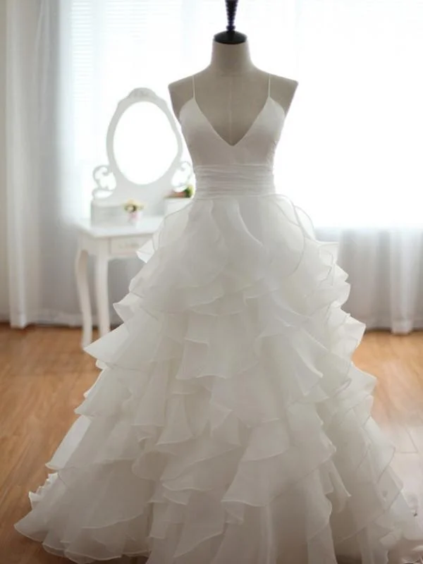 Price Slash Event V Neck Court Train Backless Wedding Dress, Backless White Wedding Gowns, Backless Prom Dresses Price Slash Event V Neck Court Train Backless Wedding Dress, Backless White Wedding Gowns, Backless Prom Dresses