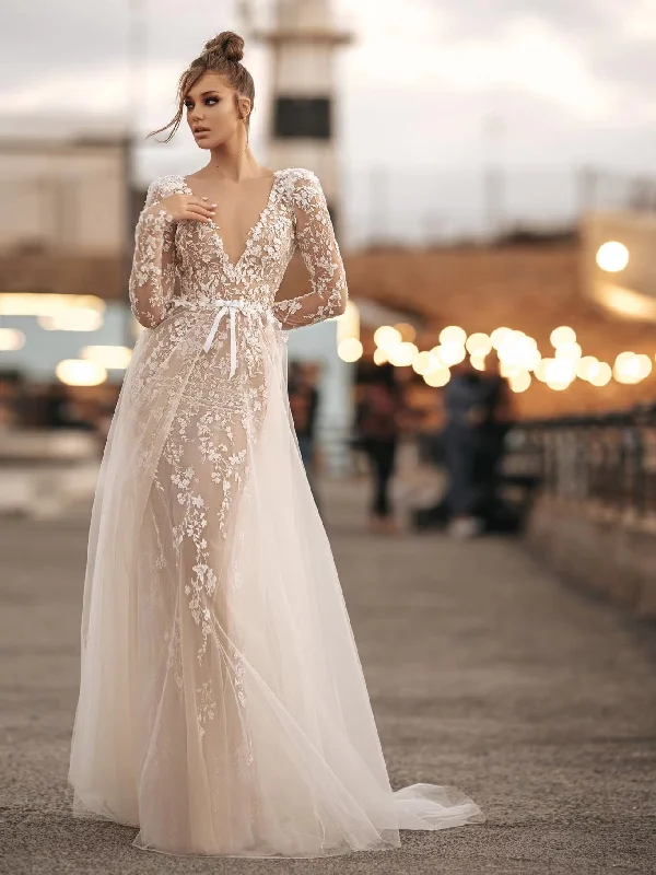 Shop & Save Now V-neck Long Sleeves Wedding Dresses, Affordable Newest Wedding Dresses, Elegant Long Wedding Dresses, 2022 Bridal Gown Shop & Save Now V-neck Long Sleeves Wedding Dresses, Affordable Newest Wedding Dresses, Elegant Long Wedding Dresses, 2022 Bridal Gown