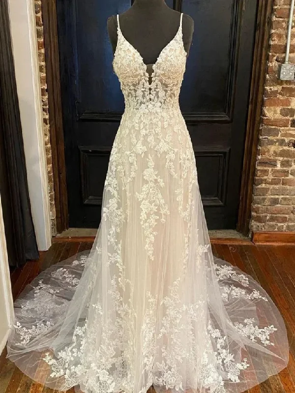 Big Savings V Neck Open Back Ivory Lace Long Prom Dresses with Train, Ivory Lace Wedding Dresses, Ivory Lace Backless Long Formal Evening Dresses Big Savings V Neck Open Back Ivory Lace Long Prom Dresses with Train, Ivory Lace Wedding Dresses, Ivory Lace Backless Long Formal Evening Dresses