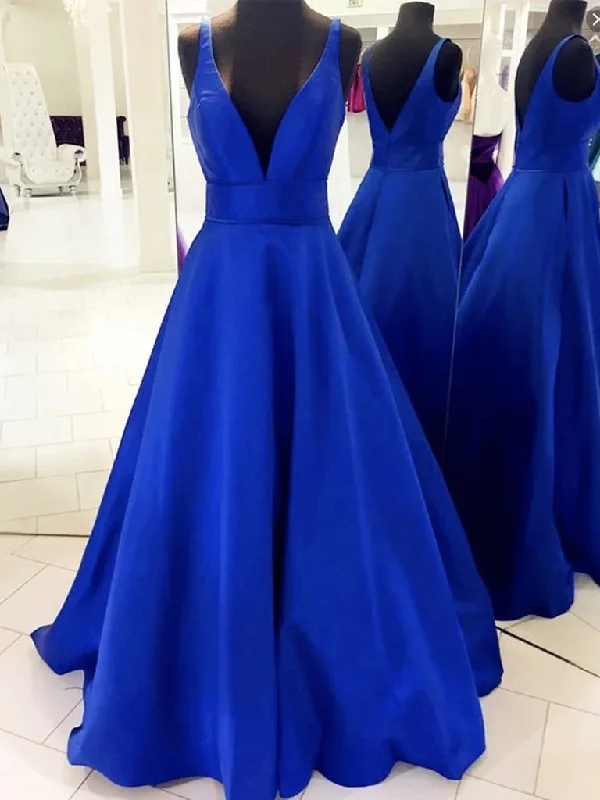 Only for You V Neck Royal Blue Satin Prom Dresses, Royal Blue Satin Formal Evening Bridesmaid Dresses,DS1690 Only for You V Neck Royal Blue Satin Prom Dresses, Royal Blue Satin Formal Evening Bridesmaid Dresses,DS1690