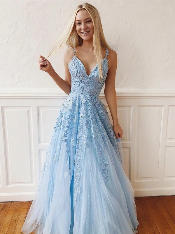 Weekend Limited-Time Offers V Neck Sky Blue Lace Prom Dresses Long, Blue Long Lace Bridesmaid Dresses, Formal Evening Dresses Weekend Limited-Time Offers V Neck Sky Blue Lace Prom Dresses Long, Blue Long Lace Bridesmaid Dresses, Formal Evening Dresses