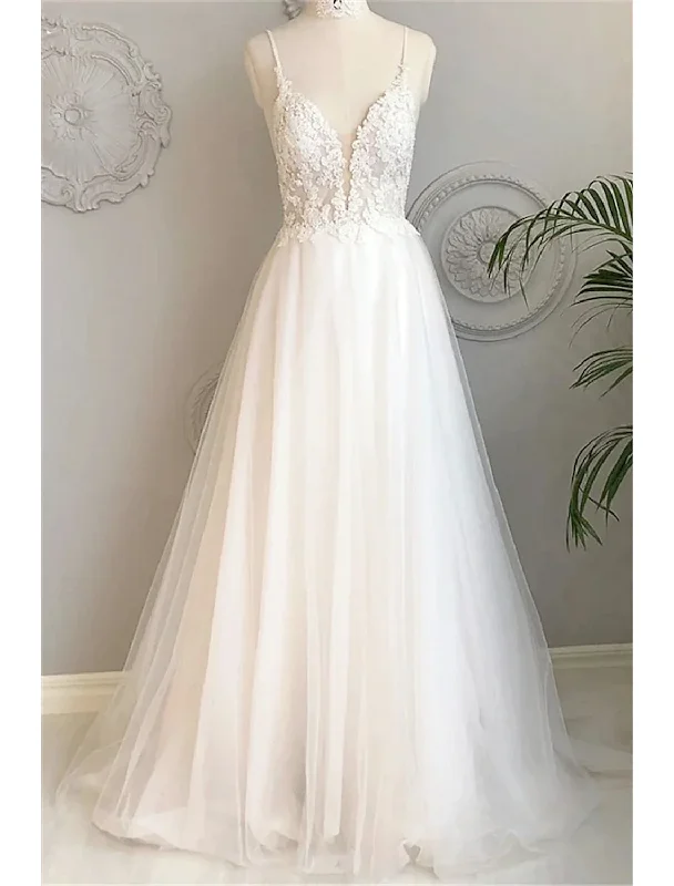 Weekend Markdowns Galore White A-Line Deep V Neck Backless Long Prom Dress Wedding Dress,DP1465 Weekend Markdowns Galore White A-Line Deep V Neck Backless Long Prom Dress Wedding Dress,DP1465