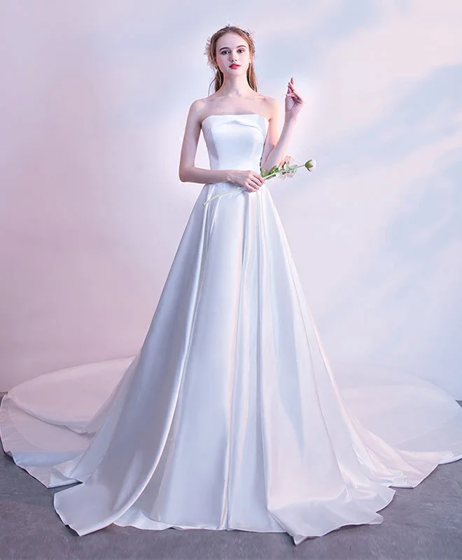 Shop More, Save More White Long Prom Dress, Satin Long Wedding Dress