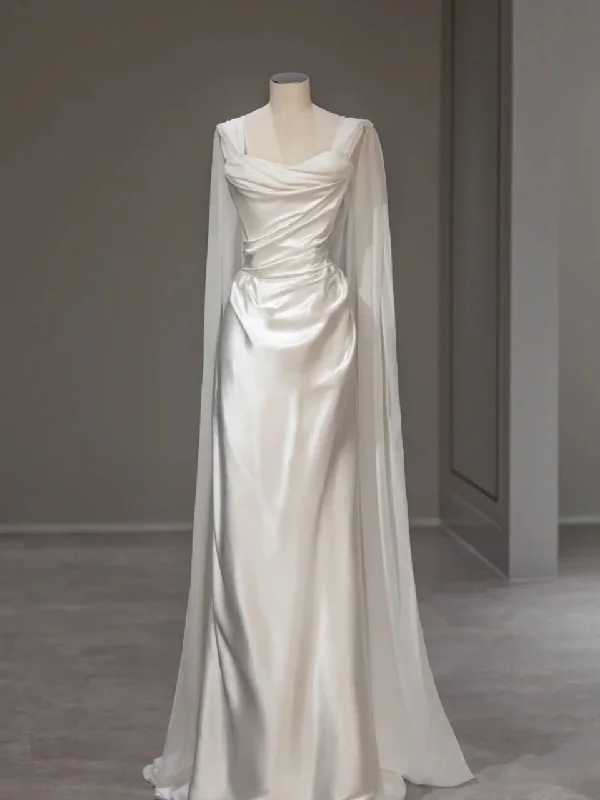 Weekend Deals You’ve Been Waiting For White Satin Pleats Straps Wedding Dress Elegant Party Dress, DP2827 Weekend Deals You’ve Been Waiting For White Satin Pleats Straps Wedding Dress Elegant Party Dress, DP2827