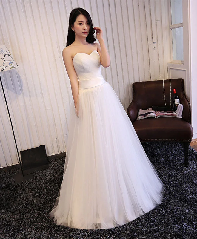 Exclusive Online Offers White Sweetheart Neck Tulle Long Prom Dress, Wedding Dress Exclusive Online Offers White Sweetheart Neck Tulle Long Prom Dress, Wedding Dress