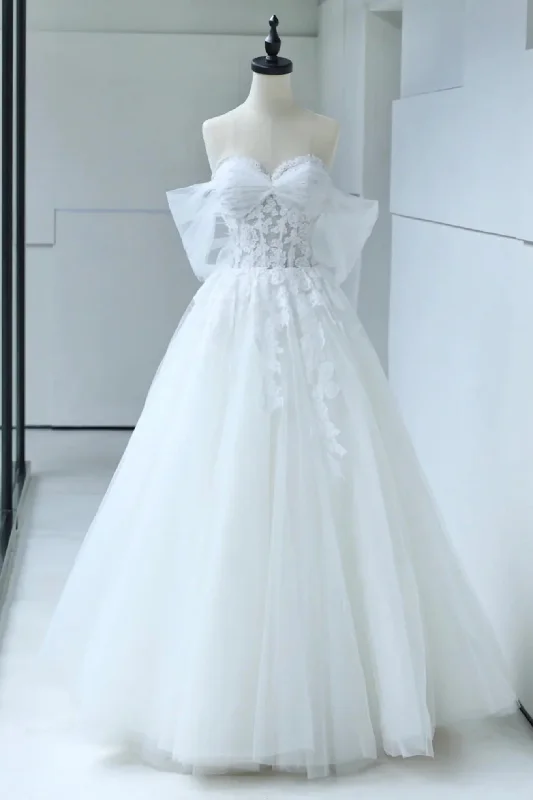 Weekend Bonanza White Tulle Off Shoulder Lace Long Prom Dresses, White Lace Formal Evening Dresses, White Wedding Dresses WT1320 Weekend Bonanza White Tulle Off Shoulder Lace Long Prom Dresses, White Lace Formal Evening Dresses, White Wedding Dresses WT1320