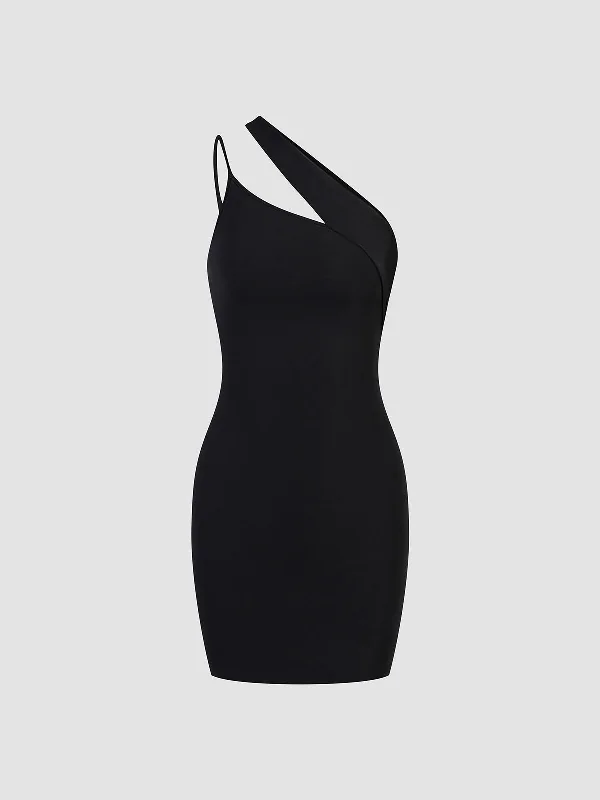 Weekend Steals and Deals TastyHottie - Asymmetric Halter Bodycon Short Dress