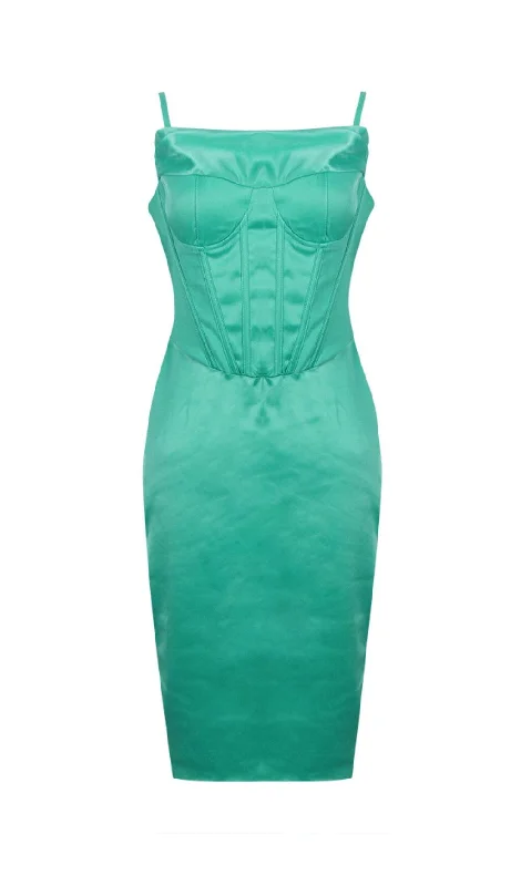 Crazy Price Cuts CORSET BODYCON SATIN MIDI DRESS