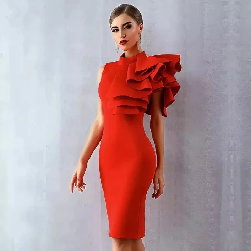 Weekend Specials Galore Darla Bodycon Ruffle Dress