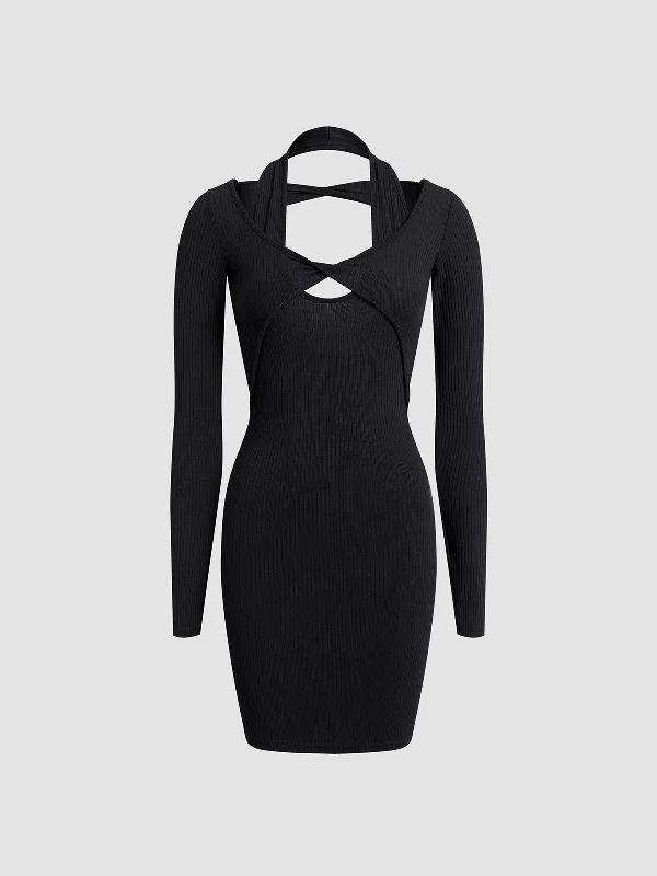 Weekend Price Breaks TastyHottie - Keyhole Cutout Halter Bodycon Short Dress