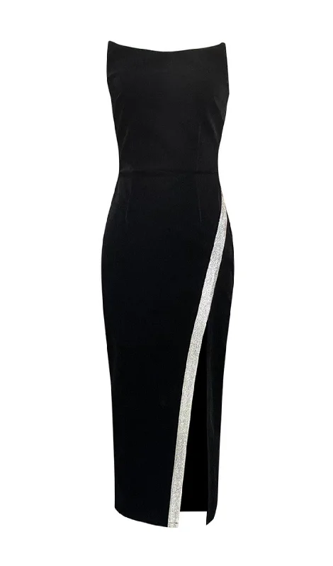 Massive Savings Event SLEEVELESS BODYCON MIDI DRESS IN BLACK
