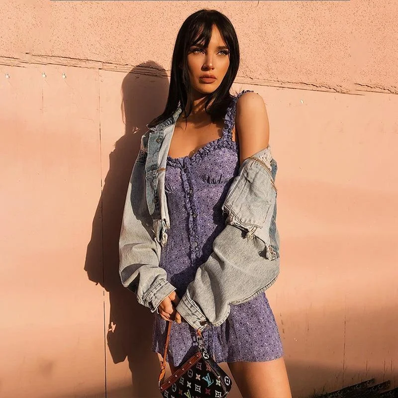 Weekend Hot Bargains Boho Purple Bodycon Mini Dress