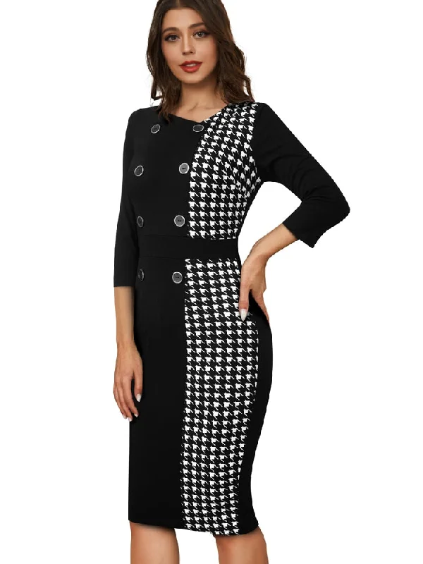 Weekend Shopping Deals Galore BerriesJam - Classy Color Block Patchwork Bodycon Dress