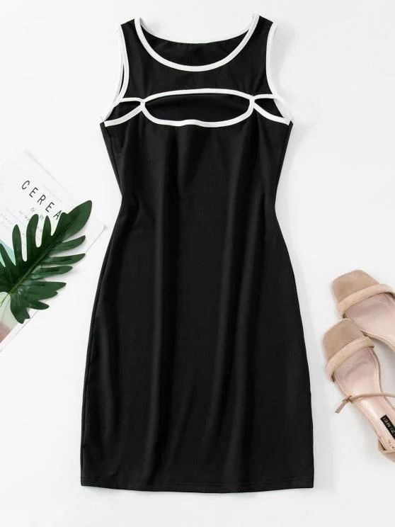 Weekend Bargain Deals Cutout Binding Bodycon Tank Dress for Women