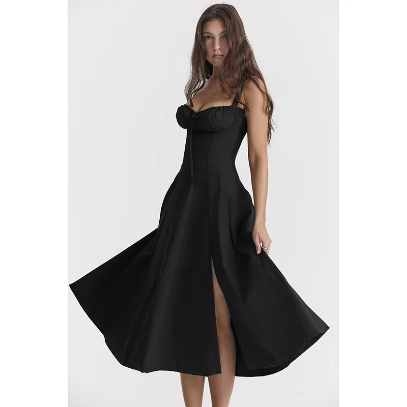 Weekend Deal Fest Elegant Summer Spaghetti Strap Slim Bodycon Print Midi Dress