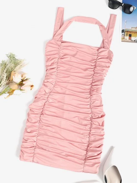 Weekend Shopping Deals Ruched Slinky Sleeveless Bodycon Dress for Women