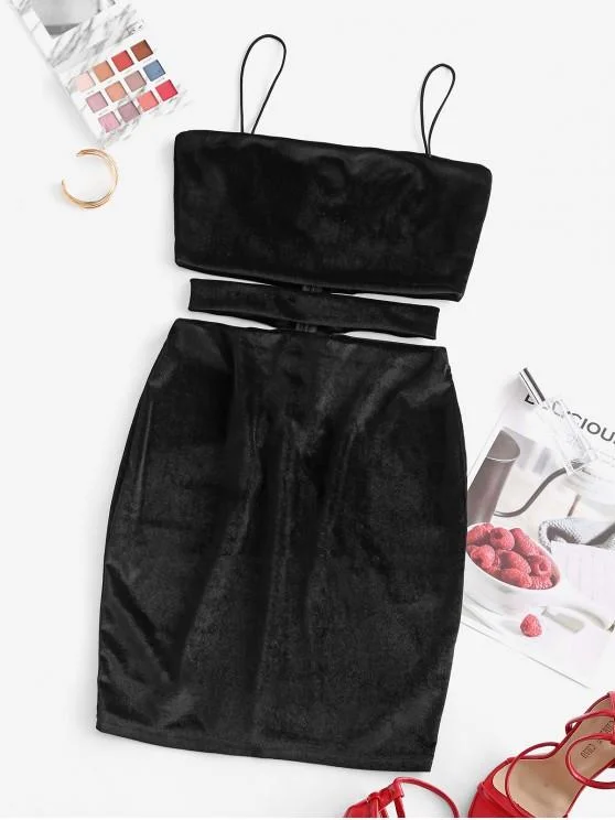 Weekend Flash Offers Velvet Cutout Mini Bodycon Dress for Women