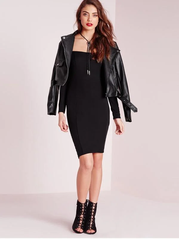 Limited-Time Discount women fashion elegant Black Off Shoulder Bodycon Dress