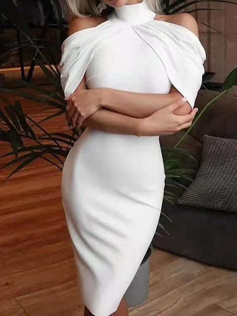 Unmissable Deals Women's Dresses Halterneck Off-The-Shoulder Bodycon Dress