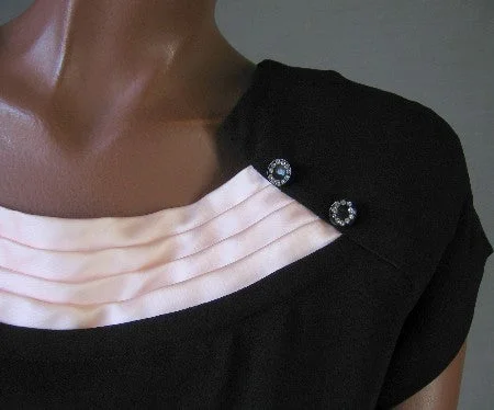Weekend Buy More Save More 40s Vintage Women's Dress Cocktail LBD Pink Satin Rhinestone Accents Medium VFG