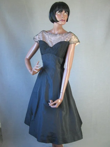 Weekend Bonanza 50s Cocktail Dress Vintage Jerry Parnis Milgrim Illusion Lace Small to Medium VFG