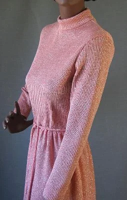 Weekend Best Price Deals 70s Vintage Peach Sparkle Knit Mod Party Dress Women's Maxi Medium Stars VFG Bleeker Street Weekend Best Price Deals 70s Vintage Peach Sparkle Knit Mod Party Dress Women's Maxi Medium Stars VFG Bleeker Street