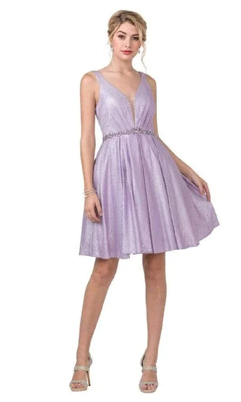 Unbeatable Bargains Aspeed Design - S2337 Sleeveless Beaded Waist A-Line Dress