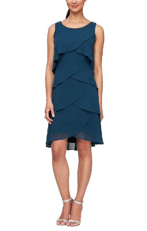 Exclusive Flash Sale Tulip Tiered Chiffon Cocktail Dress with Barrel Pins