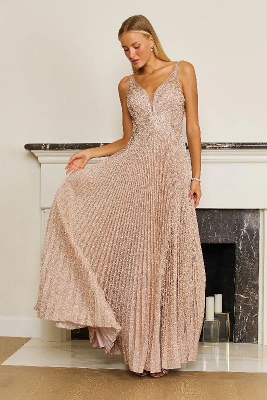 Weekend Discount Blast Dylan & Davids Long Formal Pleaded Evening Dress