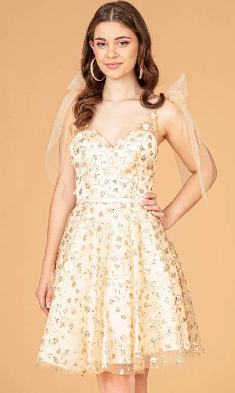 Weekend Promo Offers Elizabeth K GS3088 - Sheer Shoulder Bow Cocktail Dress