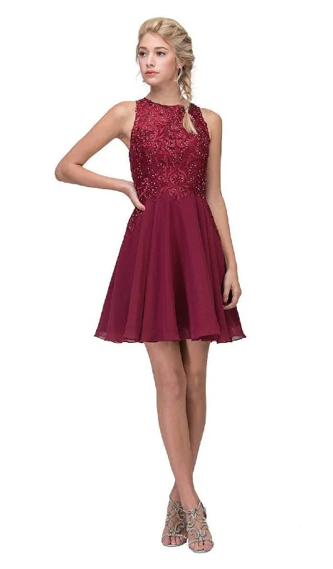 Exclusive Deals Eureka Fashion - 6025 Lace Halter Chiffon A-line Dress