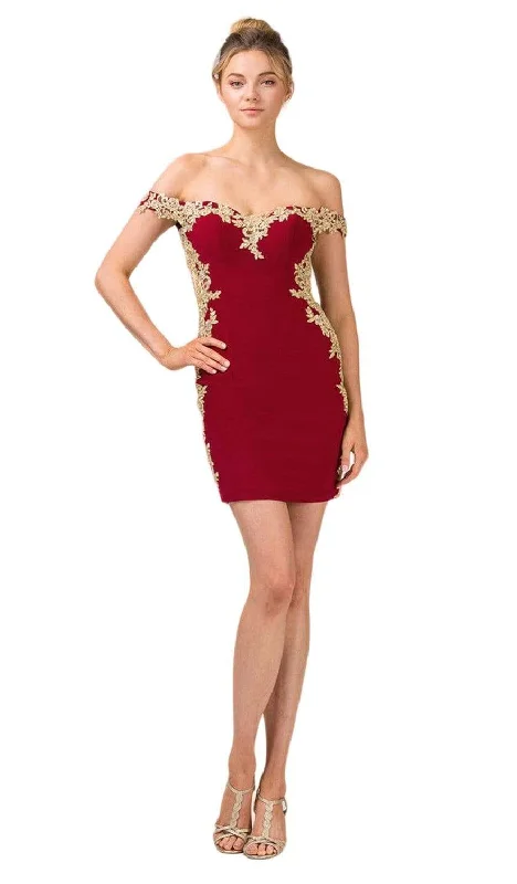 Hot Deals Eureka Fashion - 7016 Lace Embellished Off-Shoulder Dress