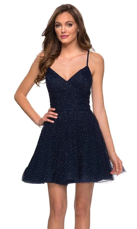 Shop & Save More La Femme - 29336 Rhinestone Detailed Tulle After Prom A-line Dress