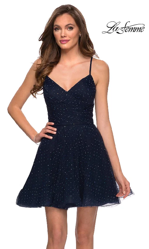 Weekend Best Deals Short Navy Blue Homecoming Dress with Rhinestones