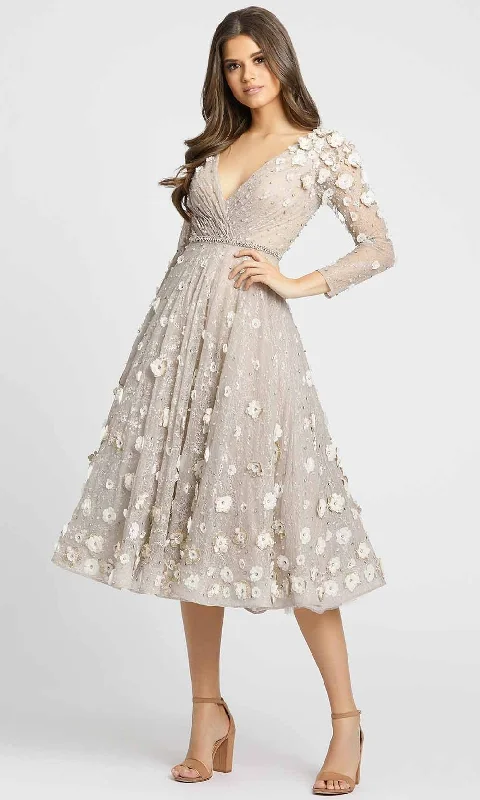 Weekend Shopping Spree Mac Duggal Evening - 67387D V Neckline 3D Floral Lace A-Line Dress