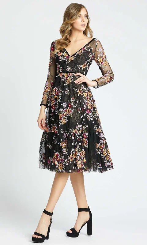 Weekend Steals and Deals Mac Duggal Evening - 67499D Multi-Color Floral Embroidery A-Line Dress