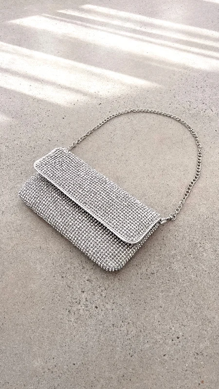 Shop More, Save More Malia Foldover Diamante Clutch - Silver