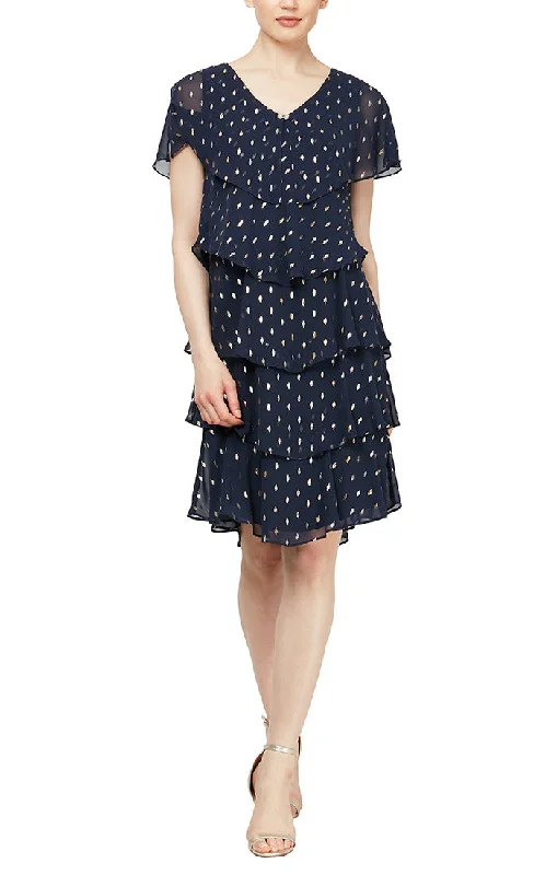Best Offers Foil Chiffon Tiered Dress