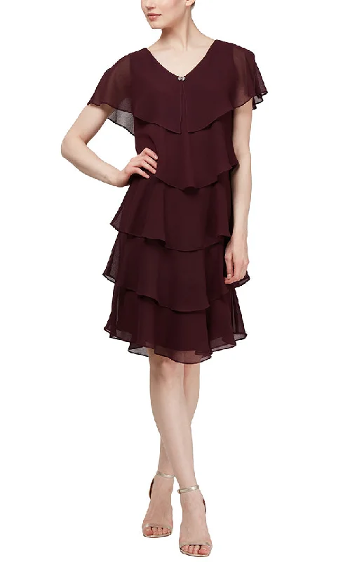 Unbeatable Offer Pebble Georgette Tiered Short Dress