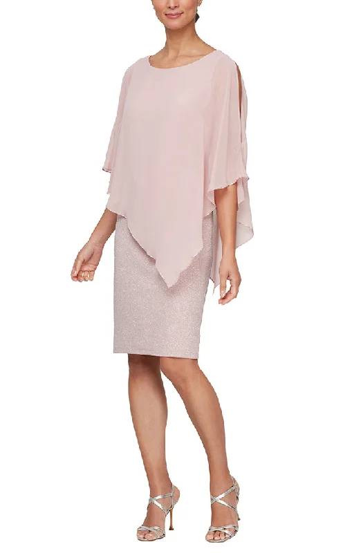 Mega Discounts Short Sheath Dress with Asymmetric Overlay & Shoulder Detail